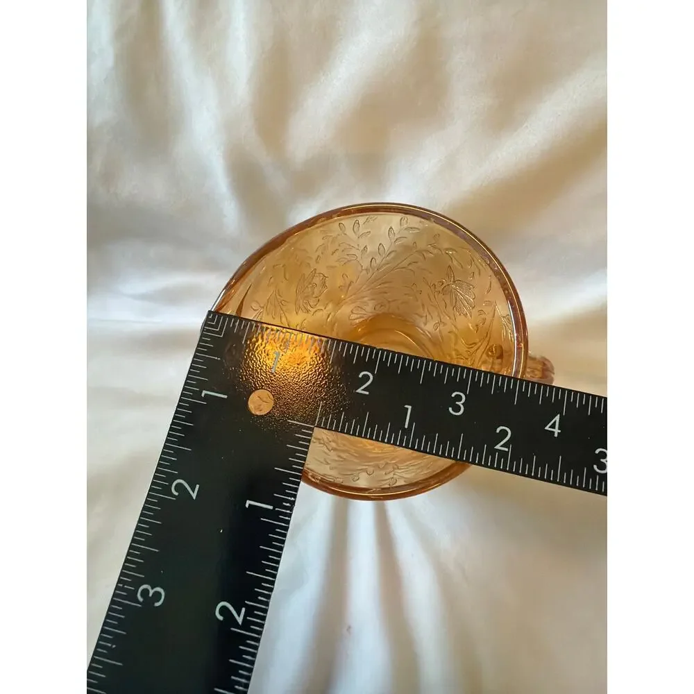 Vintage Pink Depression Carnival Glass Creamer Etched Floral Milk Multitonal